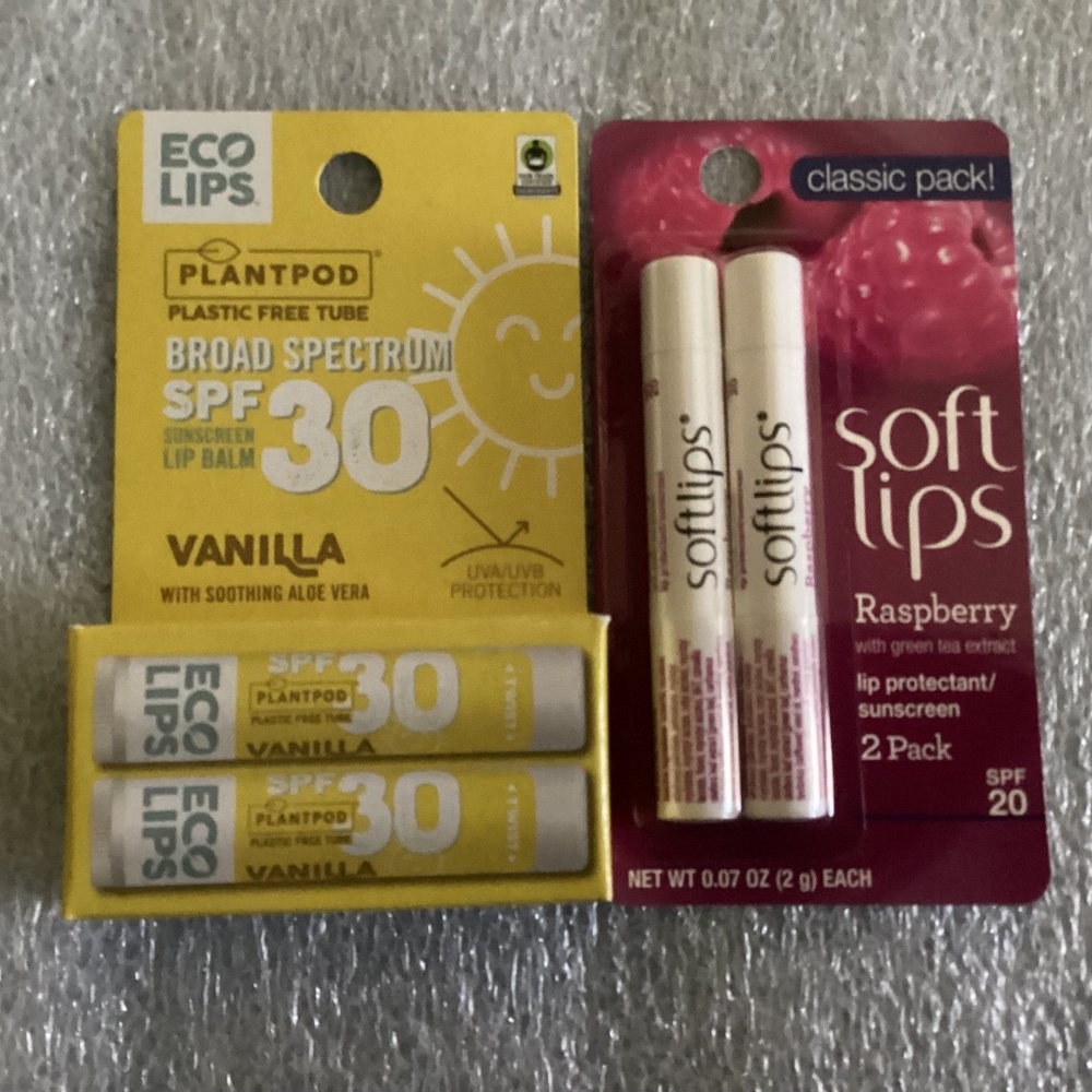Ecolips & Soft Lips Sunscreen/Lip Protectant Bundle NEW